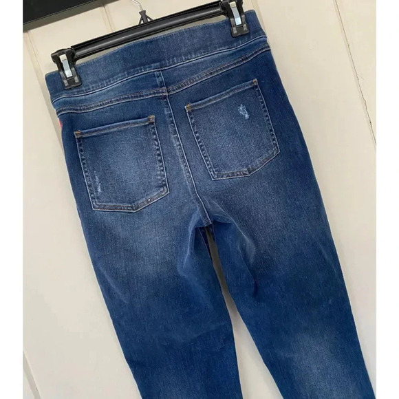 NWT, SPANX, Distressed Denim Legging Skinny Released Hem Ankle Jeans, Blue - Picture 5 of 10